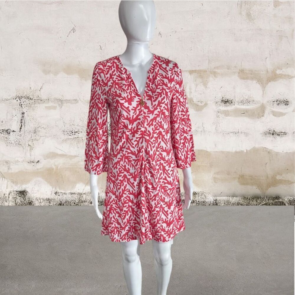 Lily Pulitzer Pink & White Print Terry Cover Up